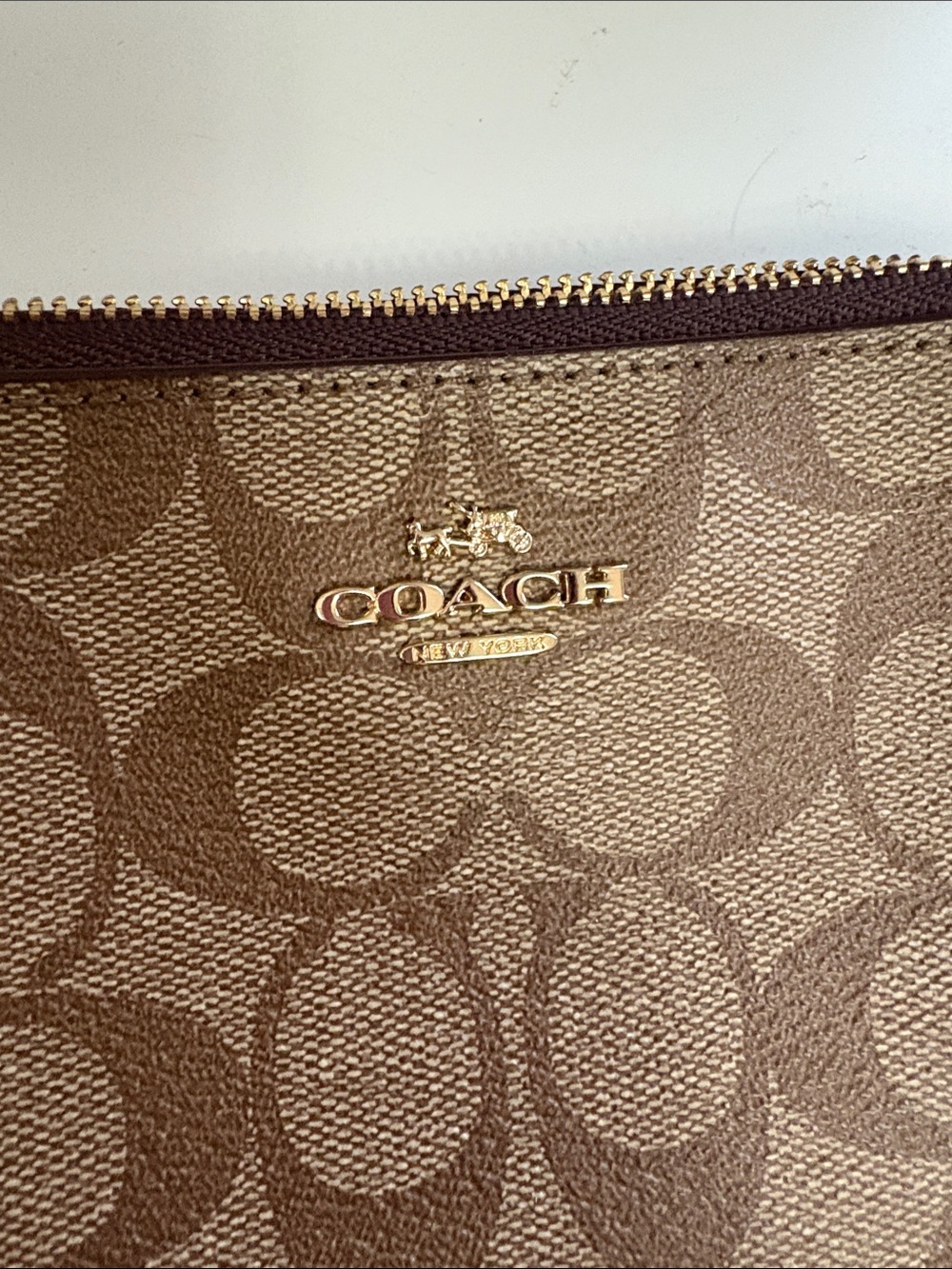 Coach Signature Canvas Wristlet in Brown - Picture 2 of 3